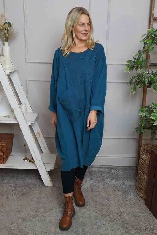 Laurie Needlecord Dress Teal - Image 2
