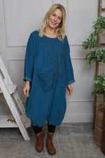 Laurie Needlecord Dress Teal Teal - Laurie Needlecord Dress Teal