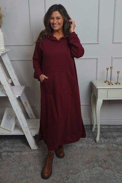 Genaya Hooded Cotton Dress Wine - Image 1