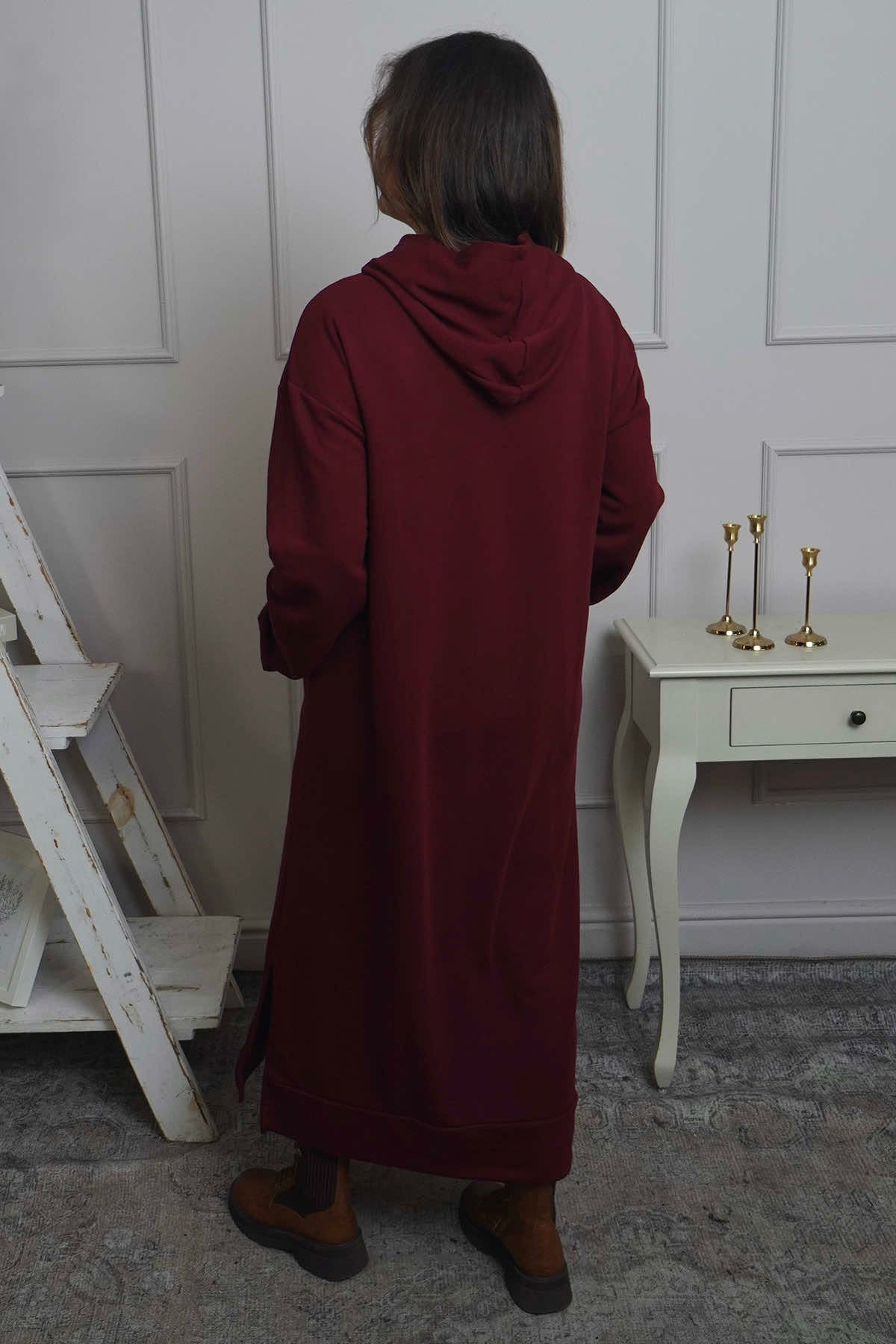Genaya Hooded Cotton Dress Wine