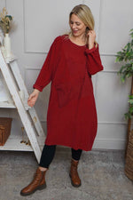 Laurie Needlecord Dress Red Red - Laurie Needlecord Dress Red