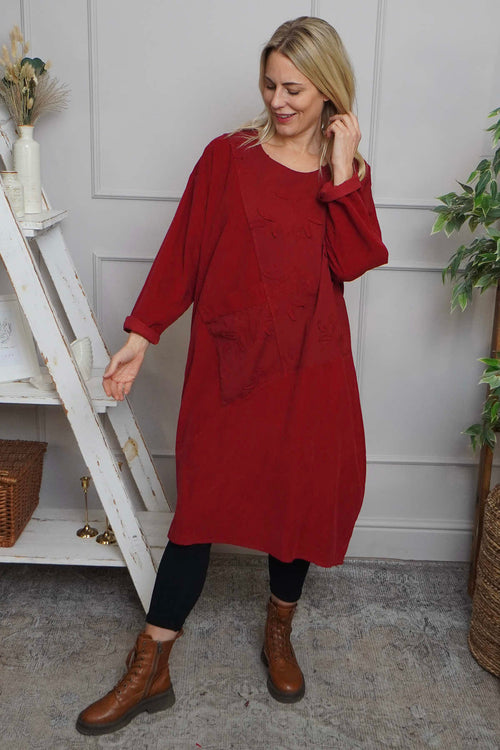Laurie Needlecord Dress Red - Image 1