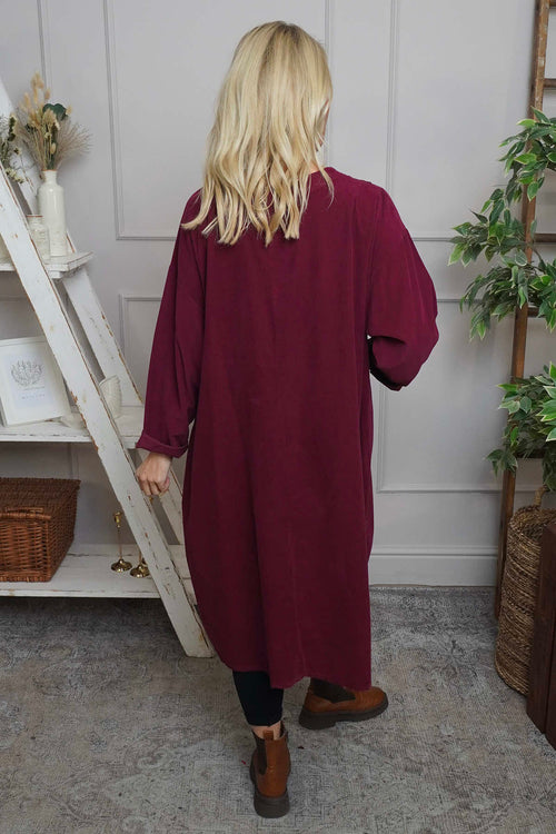 Laurie Needlecord Dress Burgundy - Image 4