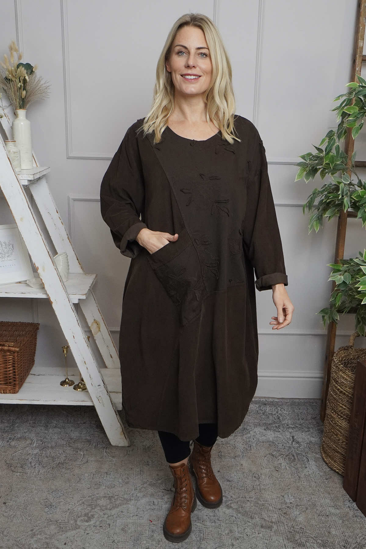 Laurie Needlecord Dress Cocoa