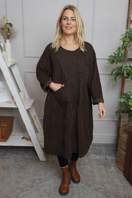 Laurie Needlecord Dress Cocoa - Image 2