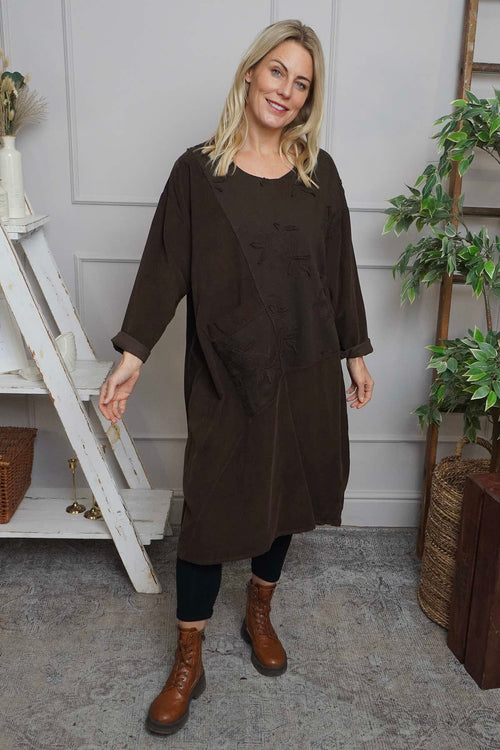 Laurie Needlecord Dress Cocoa - Image 1
