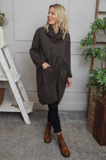 Rizo Snood Cotton Dress Cocoa Cocoa - Rizo Snood Cotton Dress Cocoa