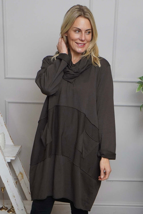 Rizo Snood Cotton Dress Cocoa - Image 2