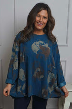 Rachel Print Needlecord Top Teal Teal - Rachel Print Needlecord Top Teal