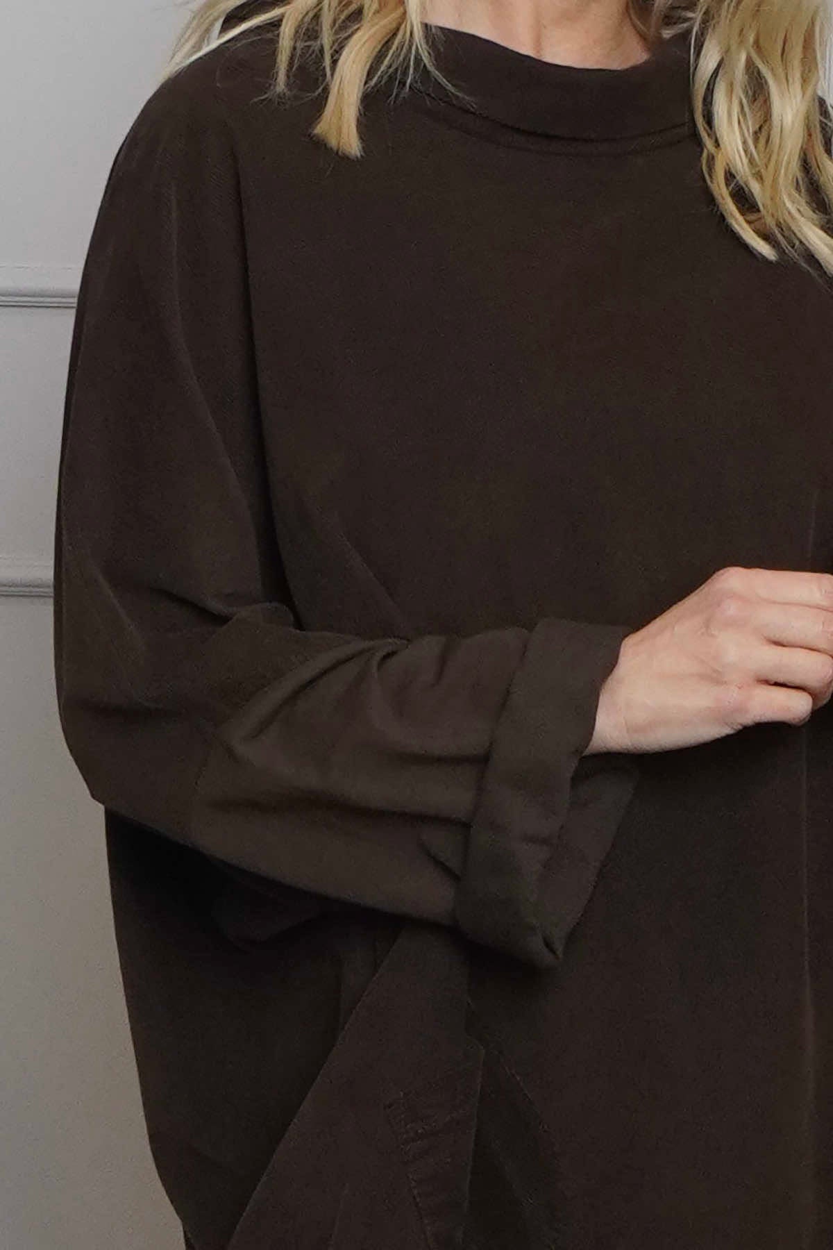 Rhianna Cowl Needlecord Top Cocoa