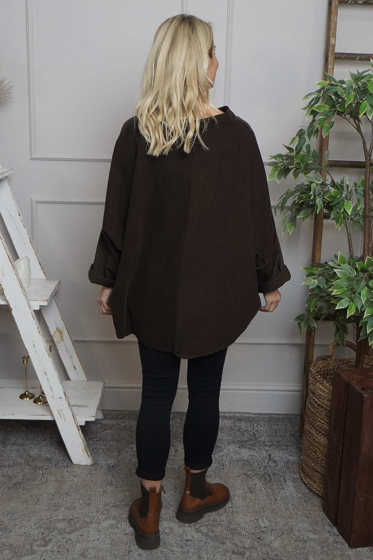 Rhianna Cowl Needlecord Top Cocoa