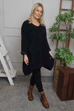 Rita Cord Detail Tunic Black Black - Rita Cord Detail Tunic Black
