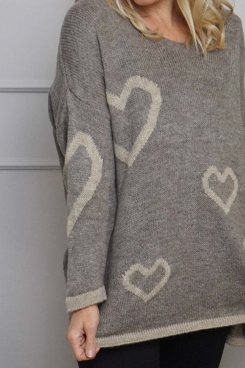 Milena Heart Knitted Jumper Mocha - Image 2