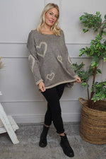 Milena Heart Knitted Jumper Mocha Mocha - Milena Heart Knitted Jumper Mocha