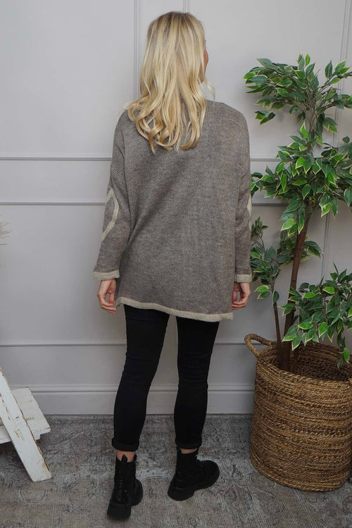 Milena Heart Knitted Jumper Mocha - Image 4