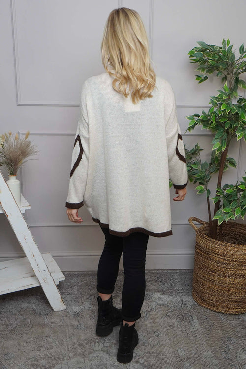 Milena Heart Knitted Jumper Stone - Image 4