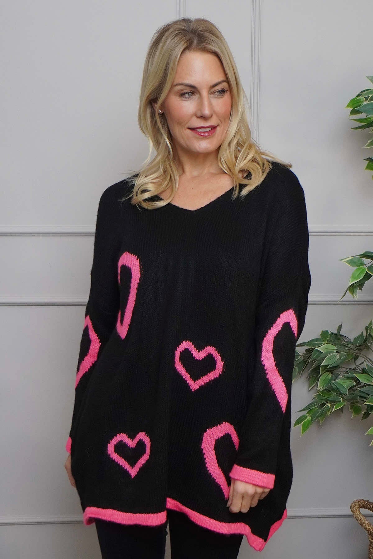 Black Milena Heart Knitted Jumper | Made In Italy | Kit and Kaboodal