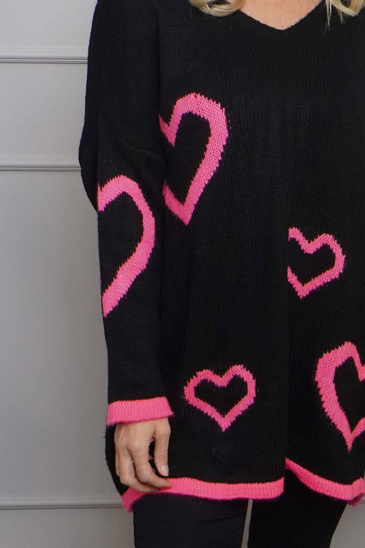 Milena Heart Knitted Jumper Black