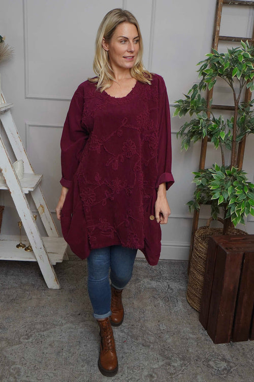 Rita Cord Detail Tunic Burgundy - Image 2