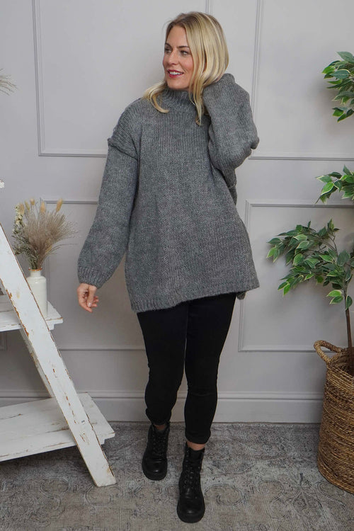 Jonie Knitted Jumper Mid Grey - Image 2