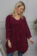 Rita Cord Detail Tunic Burgundy Burgundy - Rita Cord Detail Tunic Burgundy