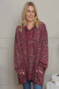 Shayla Leopard Hooded Cotton Top Burgundy