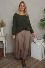 Georgetta Belted Cotton Skirt Mocha Mocha - Georgetta Belted Cotton Skirt Mocha