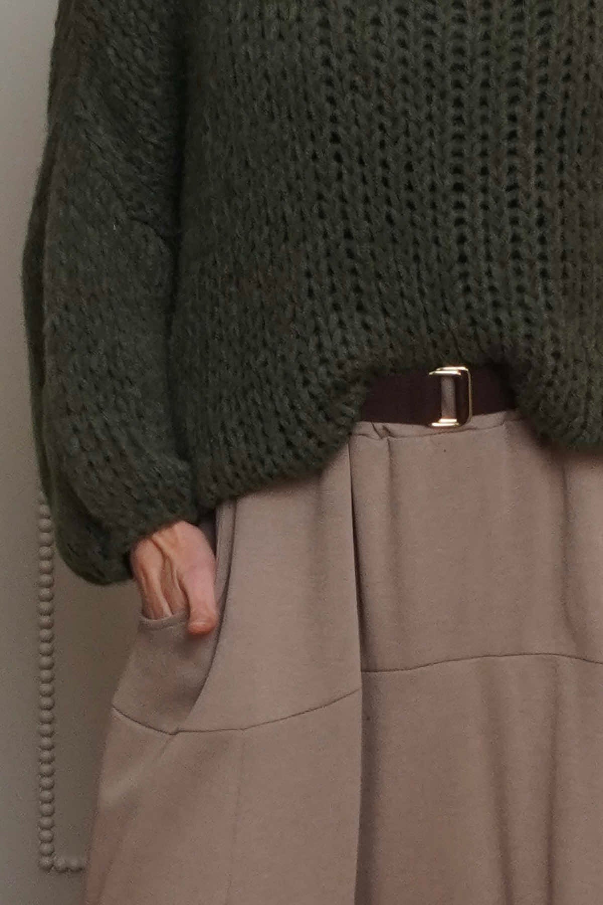 Georgetta Belted Cotton Skirt Mocha