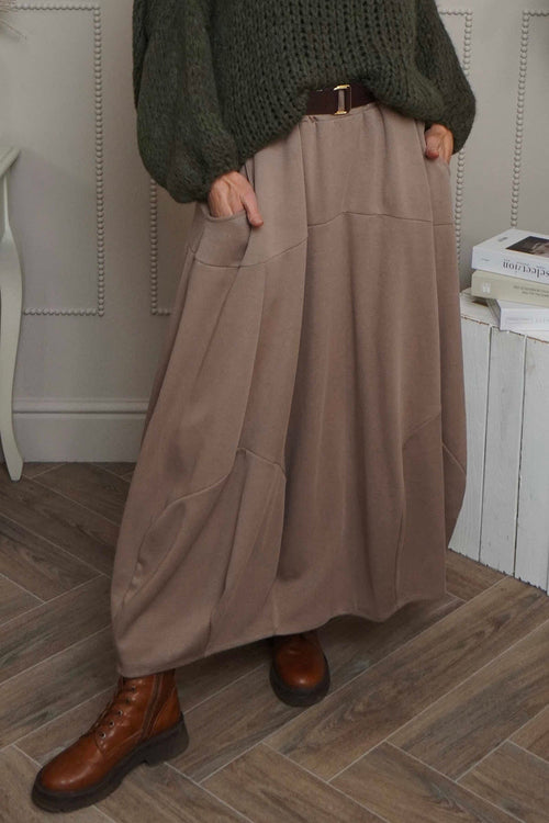 Georgetta Belted Cotton Skirt Mocha - Image 2