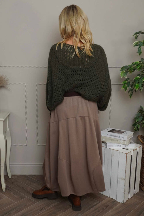 Georgetta Belted Cotton Skirt Mocha - Image 4