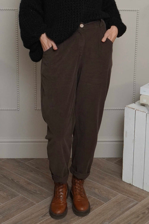 Carmella Needlecord Trousers Cocoa - Image 1
