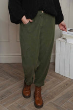 Carmella Needlecord Trousers Khaki Khaki - Carmella Needlecord Trousers Khaki