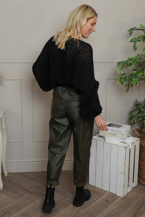 Hilary Wet Look Trousers Khaki - Image 4