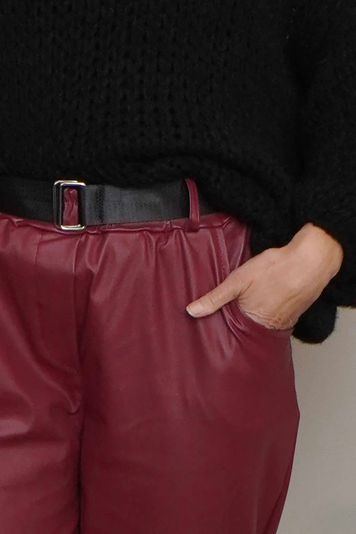 Hilary Wet Look Trousers Wine