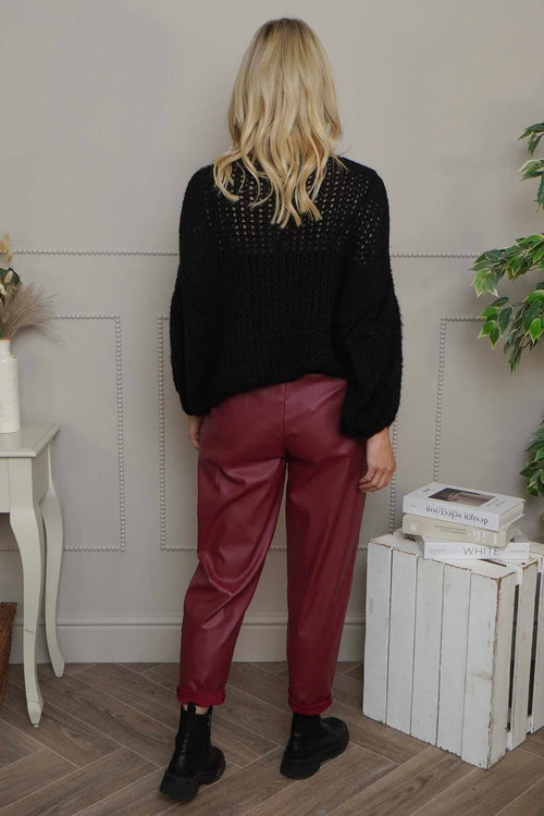 Hilary Wet Look Trousers Wine - Image 4