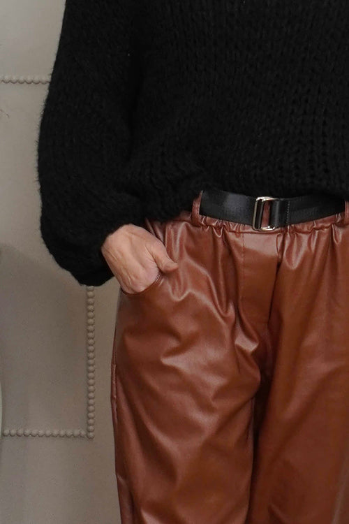 Hilary Wet Look Trousers Nutmeg - Image 2