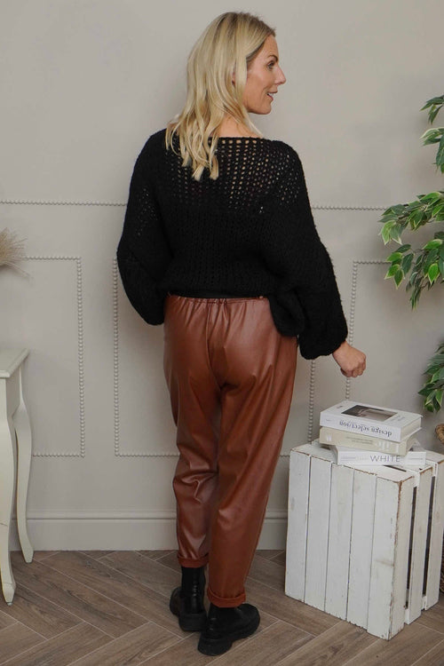 Hilary Wet Look Trousers Nutmeg - Image 4