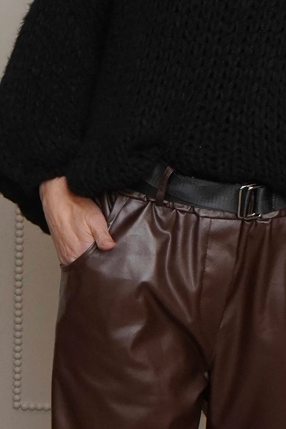 Hilary Wet Look Trousers Cocoa