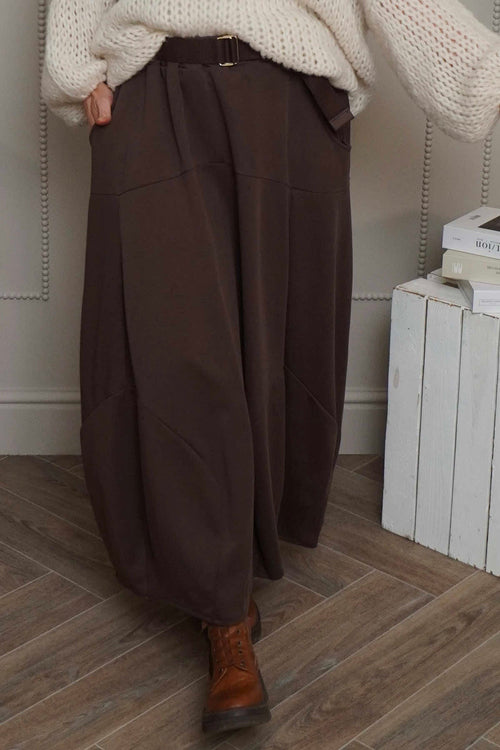 Georgetta Belted Cotton Skirt Cocoa - Image 2