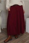 Georgetta Belted Cotton Skirt Wine