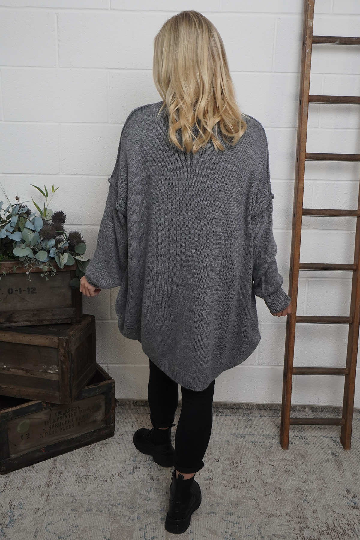 Bridie Polo Neck Knitted Tunic Grey
