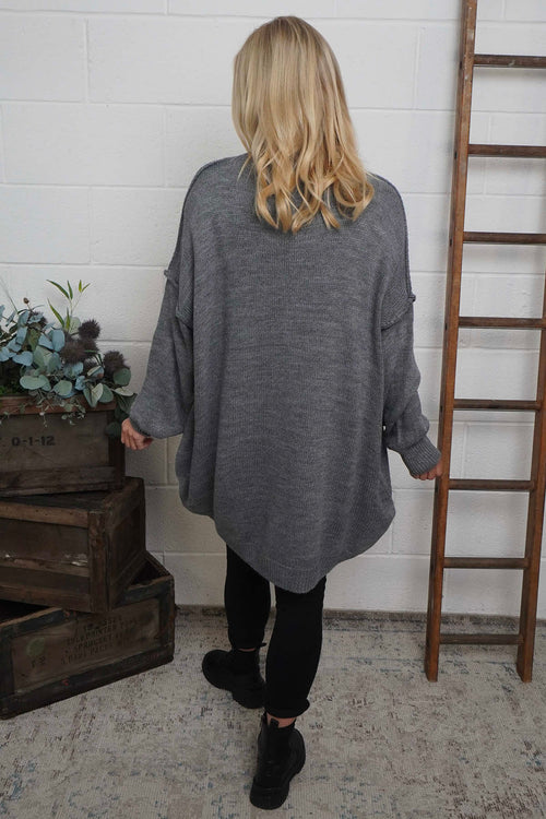 Bridie Polo Neck Knitted Tunic Grey - Image 4