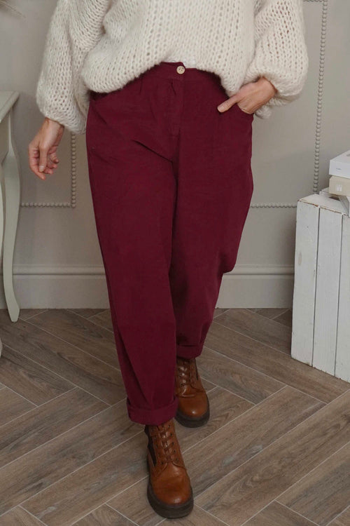 Carmella Needlecord Trousers Wine - Image 2