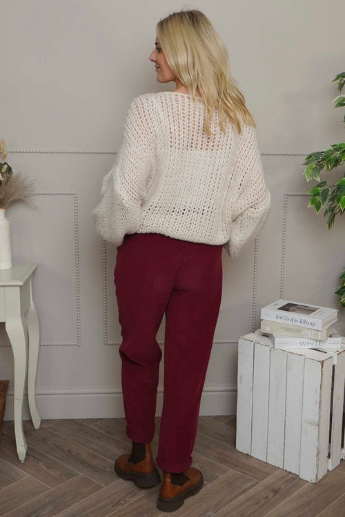 Carmella Needlecord Trousers Wine - Image 4