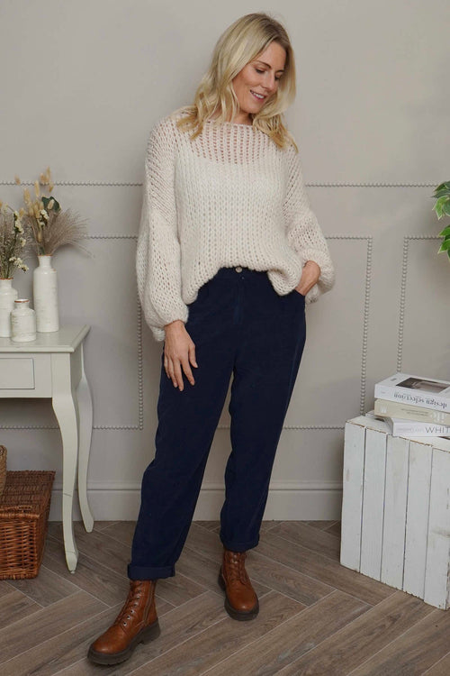 Carmella Needlecord Trousers Navy - Image 1