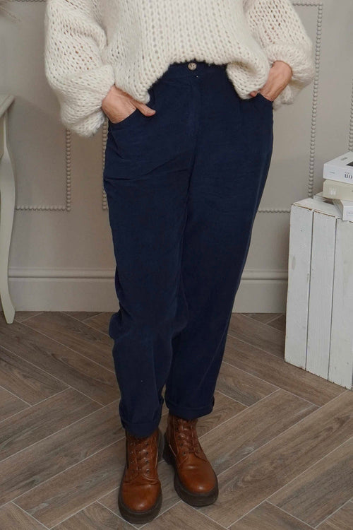 Carmella Needlecord Trousers Navy - Image 2