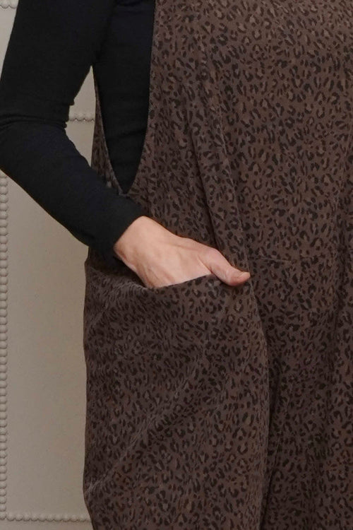 Pabo Leopard Needlecord Dungarees Cocoa - Image 3