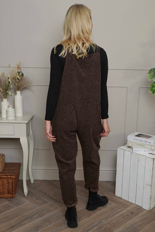 Pabo Leopard Needlecord Dungarees Cocoa - Image 4