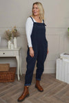 Pabo Leopard Needlecord Dungarees Navy