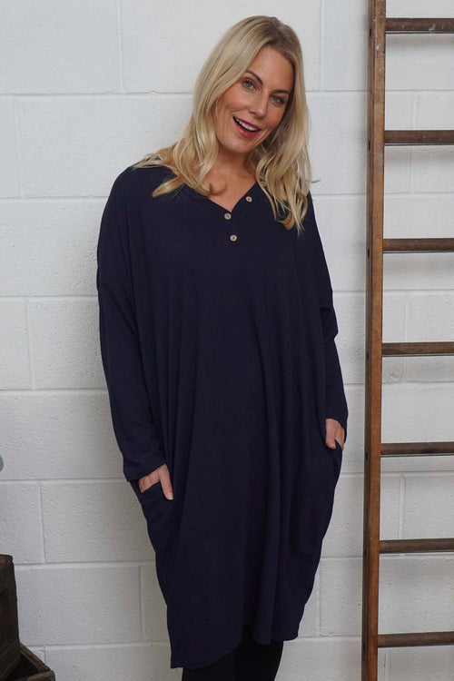 Linzi V-Neck Dress Navy - Image 2